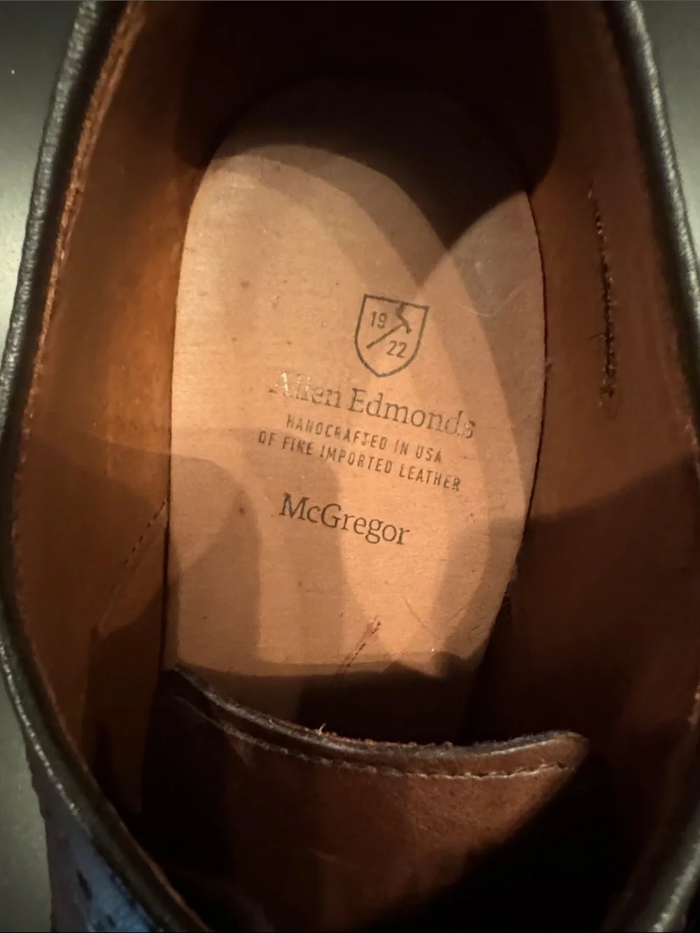 Allen Edmonds McGregor Men's Wingtip Derbys Dark Brown Leather - Never Worn 12D
